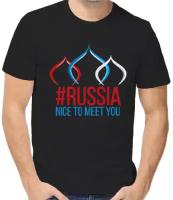 Футболка мужская черная с надписью Россия Russia nice to meet you р-р 50