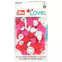 Кнопки Prym Кнопки непришивные Love - Color Snaps сердце (3930**) 12 мм, 30 шт., красный/белый/ярко-розовый