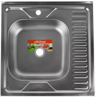 Мойка кухонная Accoona AD6060-4L, накладная, левая, толщина 0.4 мм, 600х600х140 мм, матовая