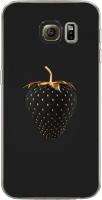 Силиконовый чехол на Samsung Galaxy S6 edge / Самсунг Галакси С 6 Эдж Черно-золотая клубника