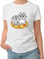 Женская футболка «Pizza cat» (S, белый)