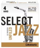 RRS10ASX4H Select Jazz Unfiled Трости для саксофона альт, размер 4, жесткие (Hard), 10шт, Rico