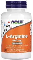 NOW L-Arginine 500мг 100 капсул "Нау L-Аргинин" ("L-Arginin") (капсулы массой 630 мг)