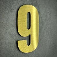 Цифры на дверь квартиры (6,9х4см) самоклеющиеся, металл, Цифра номер 9, царапанное золото
