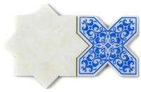 Итальянская мозаика мрамор Skalini PNT-(WHITE-BLUE) (цена за пару) голубой белый узор цветок