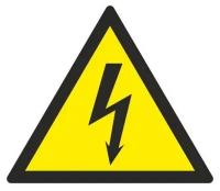 Знак предупреждающий гасзнак W08 Опасность поражения электрическим током (пленка ПВХ, 200х200мм) 1шт