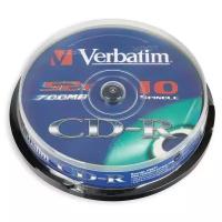 Компакт диск Verbatim CD-R, скорость записи 52x, Extra Protection, 700 мб, 10 шт (43437)