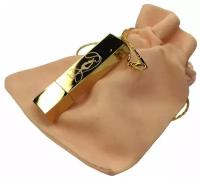 Подарочный USB-накопитель подвеска на цепочке с гравировкой гимнастика золото 4GB, с бархатным мешочком
