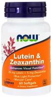 Капсулы NOW Lutein & Zeaxanthin, 50 г, 60 шт