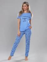 Пижама женская с брюками "Memotiony happy my" индиго П857 46 размера