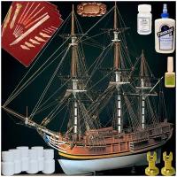 Модель парусного корабля Amati (Италия), Трёхмачтовый HMS Bounty, М. 1:60, подарочный набор для сборки + инструменты, краски, клей, AM1432-RUS-full