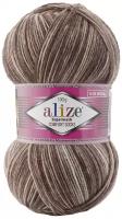 Пряжа Alize Superwash Comfort Socks (Ализе Супервош) - 2 мотка, коричневый меланж (7678), 75% шерсть супервош, 25% полиамид, 420м/100г