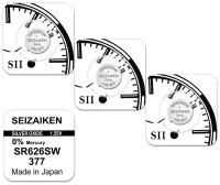 Батарейка Seizaiken SR626 (377, SR66, AG4), 3 шт