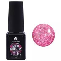 Planet nails, Светоотражающий Гель-лак "Multi Reflection" - 319, 8мл (ярко-розовый, с голографическими и серебристыми блестками, плотный.)