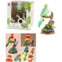 Птичка на дереве зеленый попугай интерактивный / Птичка сенсорная реагирует на движение, прикосновение / Птичка на дереве-подставке свистит, щебечет, машет крыльями, головой