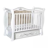 Детская кроватка для новорожденных Антел Джулия 111 мягкая стенка, с универсальным маятником (поперечный/продольный),ящиком, цвет белый