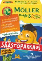 Омега-3 для детей Moller Pikkukalat с витамином D3 жевательные рыбки с фруктовым вкусом 72 шт