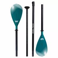 Весло для SUP-доски или каяка бирюзовое Aqua Marina DUAL-TECH Aluminum 3-x секционное или можно присоедить 2-ю лопасть с регулеровкой длины до 220 см, изготовлено из алюминия легкое и надежное