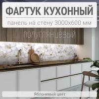 Фартук для кухни на стену 3000х600 мм, Яблоневый цвет