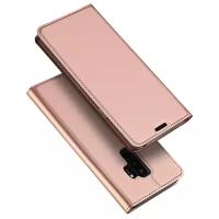 Чехол-книжка MyPads для Samsung Galaxy S9 Plus водоотталкивающий с мульти-подставкой на жёсткой металлической основе розовый