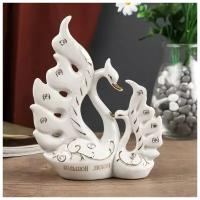 Сувенир керамика "Белые лебеди - большой любви" стразы 19х5,6х15 см 4785372