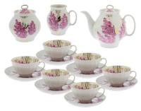 Сервиз чайный на 6 персон из 15 предметов "Розовая сирень" (фасон белый лебедь)