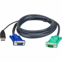 Кабель KVM Aten 2L-5201U USB(тип А Male)+HDB15(Male)/SPHD15(Male) 1,2м, черный, 1.2M
