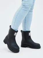Резиновые сапоги ботинки челси непромокаемые женские подростковые водонепроницаемые на подарок YESANTA K93-1-black