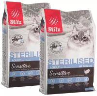 BLITZ SENSITIVE ADULT CAT STERILISED TURKEY для взрослых кастрированных котов и стерилизованных кошек с индейкой (2 + 2 кг)