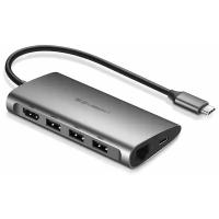 UGREEN. USB концентратор 8 в 1 (хаб), 3 x USB 3.0, HDMI, RJ45, SD/TF, PD (50538)