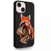 Черный силиконовый чехол MustHaveCase для iPhone 13 Mini Foxy Girl/ Лисичка для Айфон 13 Мини Противоударный