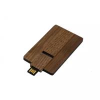 Выдивижная флешка в виде деревянной карточки (8 Гб / GB USB 2.0 Красный/Red Wood-Card1 Flash drive VF-801w)