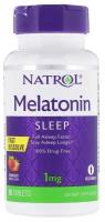 Natrol Melatonin Fast Dissolve Strawberry 1 mg, 90 шт. / Мелатонин 1 мг быстрорастворимые таблетки со вкусом «Клубника»" 90 шт