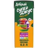 Сок добрый Active kid Супер Джус Яблоко, персик, 0.2л