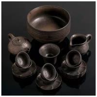 Набор для чайной церемонии «Гейша», 18 предметов: чайник 150 мл, 6 пиал 50 мл, 6 блюдец, чахай 100 мл, сито, тарелка