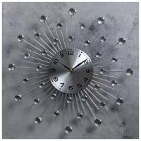 Часы настенные, серия: Ажур, "Кристалы", плавный ход, d-35 см, циферблат 13 см