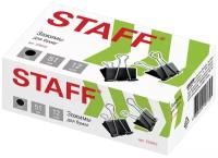 Зажимы Staff для бумаг большие "EVERYDAY", комплект 12 шт., 51 мм, на 230 листов, черные, картонная коробка