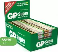 Батарейки щелочные GP Super, тип AA, LR6, 1.5В, 96 шт (Пальчиковые)