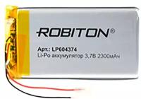 Аккумулятор Li-Pol Robiton LP604374 литий-полимерный 3.7 В плоский 2300 мАч размер 6х43х74 мм с защитной платой