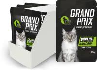 Влажный корм GRAND PRIX для кошек кусочки в соусе форель с фасолью, 24 шт. по 85 г