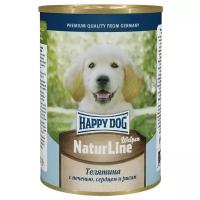 Консервы для щенков Happy Dog телятина печень сердце и рис фарш natur line 410г