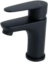 Смарт-Бриз смеситель для умывальника / рукомойника / раковины / мойки, малый (длина излива 8,5 см, высота излива 8 см), цвет черный матовый