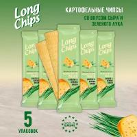 Long Chips Чипсы картофельные вкус сыра и зеленого лука 5*75г
