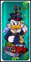 Силиконовый чехол на Xiaomi Redmi 9 / Сяоми Редми 9 "Scrooge McDuck with a Gold Chain", прозрачный