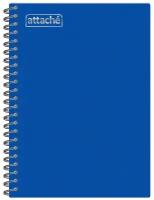 Бизнес-тетрадь А5-,96л,гребень,обл.пластик,клетка, Attache Plastic, синий