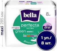 Bella прокладки Perfecta ultra maxi green, 5 капель, 8 шт., белый