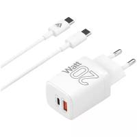 СЗУ Lyambda 20Вт USB/USB-C PD QC3.0 + кабель Type-C/Type-C (LS-D20) White
