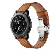 Сменный ремешок-браслет MyPads Antico из натуральной кожи для умных смарт-часов Huawei Watch GT 2 Classic / Sport / Elite 46 mm с металлической застежкой коричневый