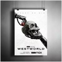 Постер плакат для интерьера "Сериал: Мир Дикого Запада. Westworld. Сезон 4" / Декор дома, офиса, комнаты, квартиры, детской A3 (297 x 420 мм)