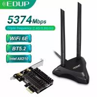 EDUP WiFi 6E адаптер Intel AX210, 5374 Мбит/с, Bluetooth 5.3, PCI Express, 802.11AX, 2,4 ГГц/5 ГГц/6 ГГц